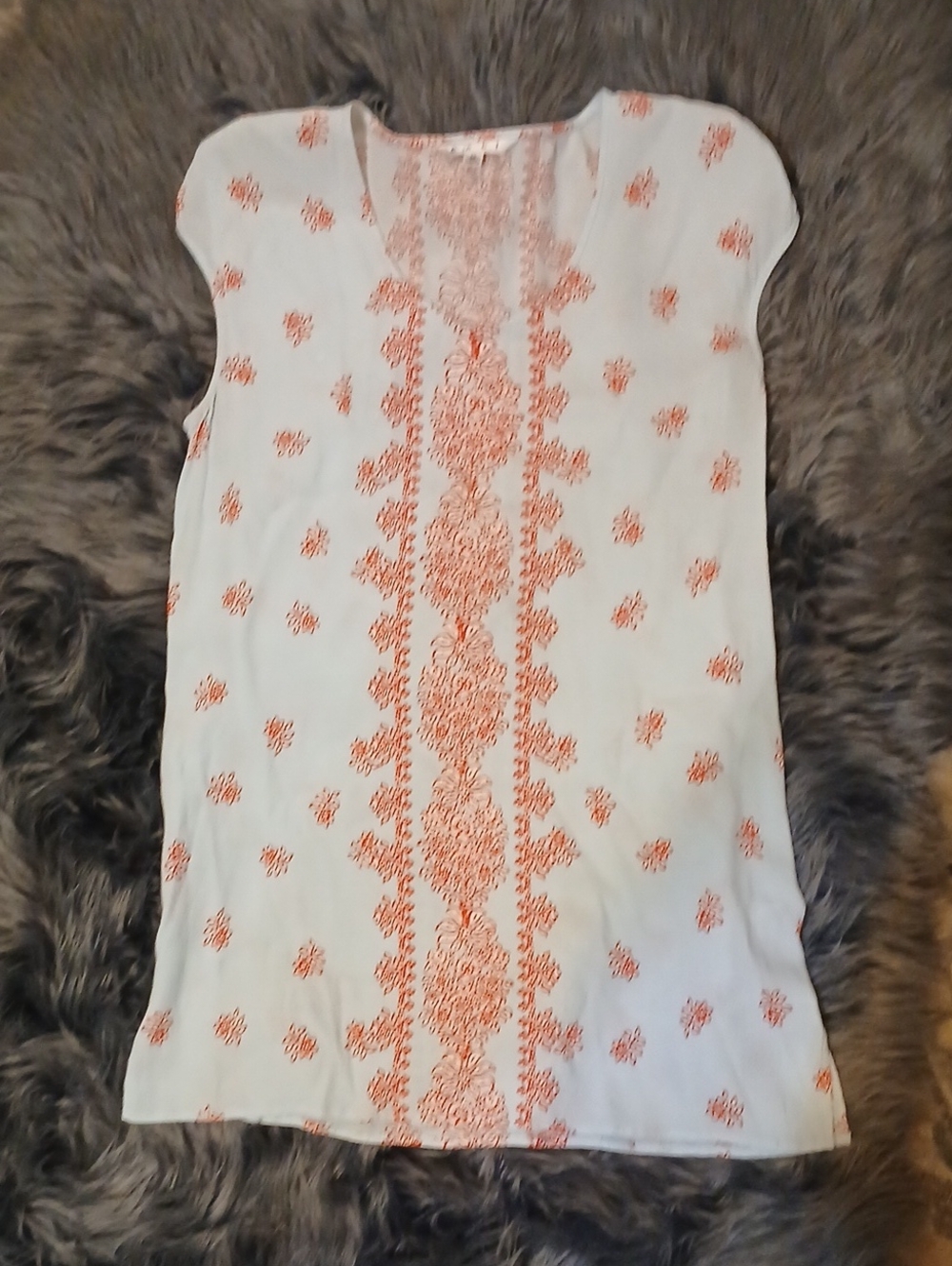 CAbi Powder Blue and Orange Floral Tunic